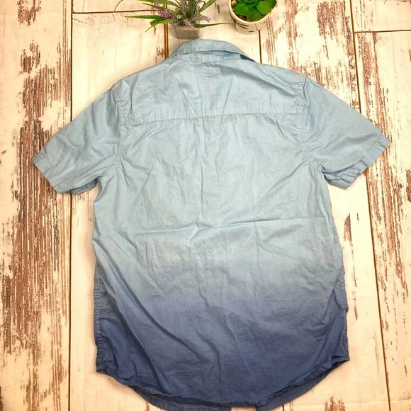 Arizona Jean Button Down Shirt Ombré Short Sleeve Collared Sz 14/16 - Picture 7 of 7